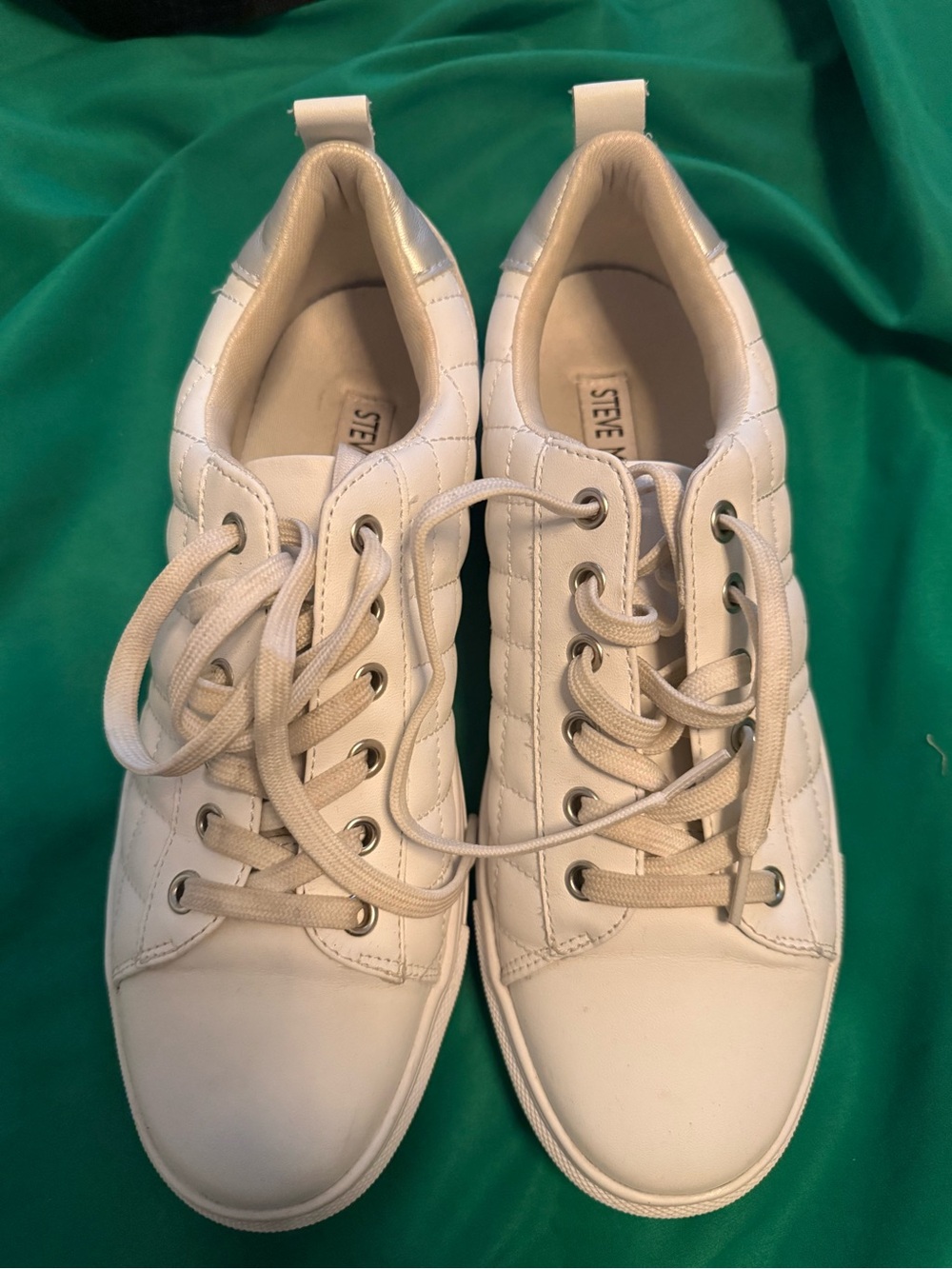 Steve Madden Cream Quilted Lace-Up Sneakers